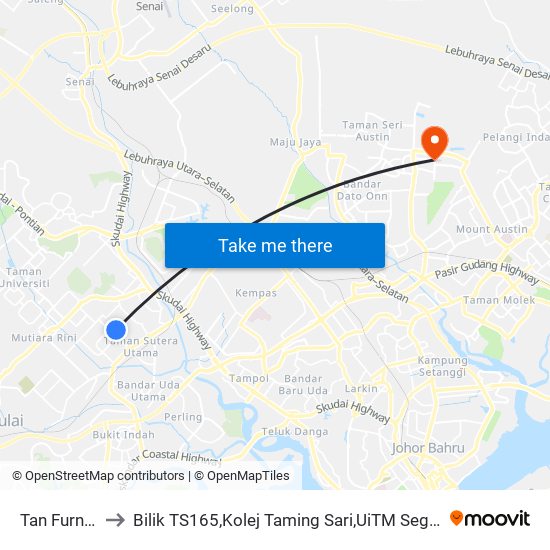 Tan Furniture to Bilik TS165,Kolej Taming Sari,UiTM Segamat, Johor map
