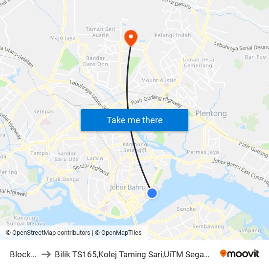 Block 18 to Bilik TS165,Kolej Taming Sari,UiTM Segamat, Johor map