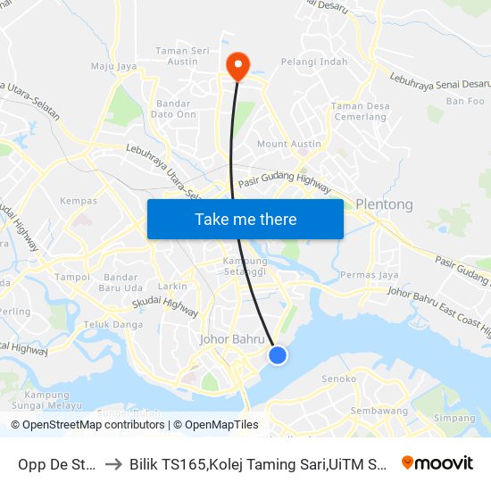Opp De Stulang to Bilik TS165,Kolej Taming Sari,UiTM Segamat, Johor map