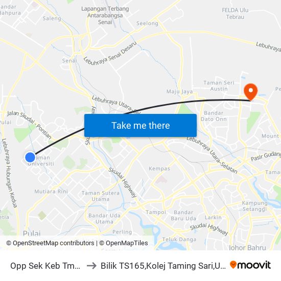 Opp Sek Keb Tmn Universiti 1 to Bilik TS165,Kolej Taming Sari,UiTM Segamat, Johor map