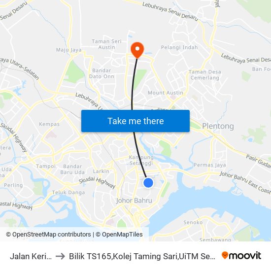 Jalan Keris (1) to Bilik TS165,Kolej Taming Sari,UiTM Segamat, Johor map