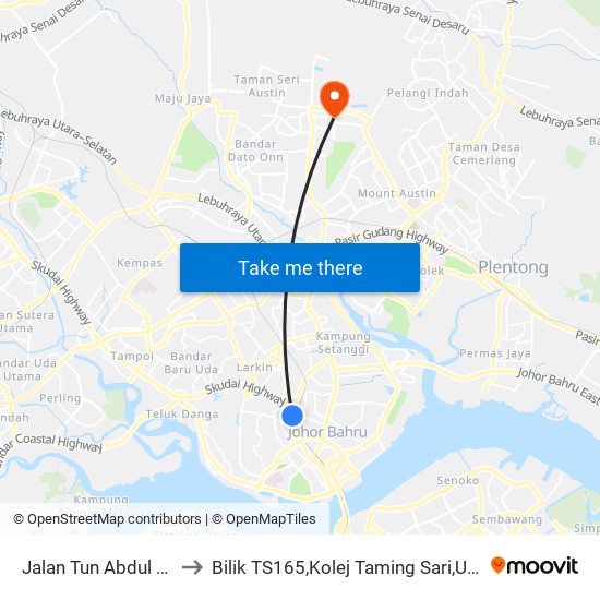 Opp Jalan Tun Abdul Razak to Bilik TS165,Kolej Taming Sari,UiTM Segamat, Johor map