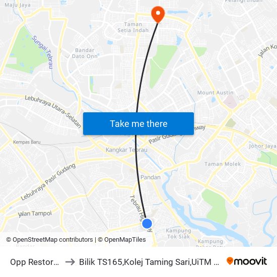 Opp Restoran Aliff to Bilik TS165,Kolej Taming Sari,UiTM Segamat, Johor map