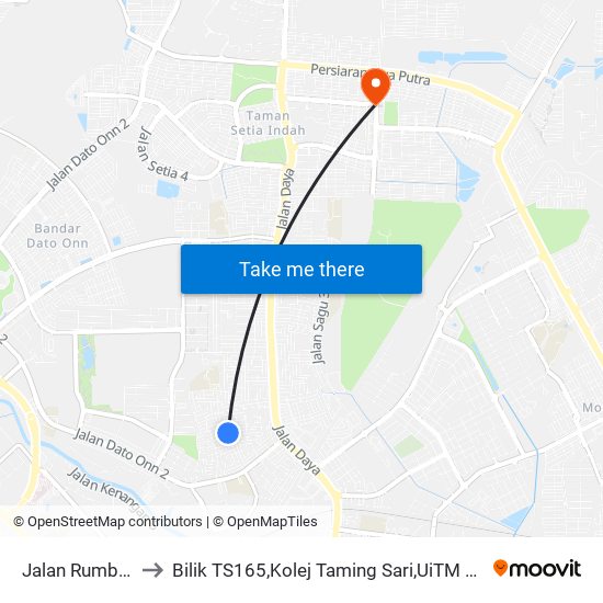 Jalan Rumbia 39 2 to Bilik TS165,Kolej Taming Sari,UiTM Segamat, Johor map