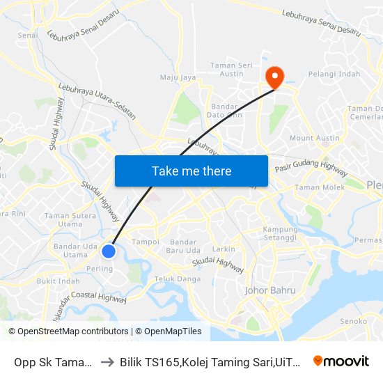 Opp Sk Taman Perling to Bilik TS165,Kolej Taming Sari,UiTM Segamat, Johor map