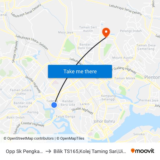 Opp Sk Pengkalan Rinting to Bilik TS165,Kolej Taming Sari,UiTM Segamat, Johor map