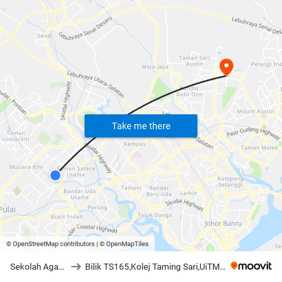 Sekolah Agama Tuta to Bilik TS165,Kolej Taming Sari,UiTM Segamat, Johor map