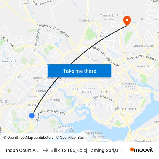 Indah Court Apartment to Bilik TS165,Kolej Taming Sari,UiTM Segamat, Johor map