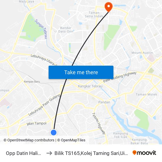 Opp Datin Halimah Condo to Bilik TS165,Kolej Taming Sari,UiTM Segamat, Johor map