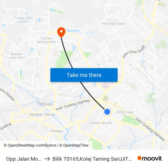 Opp Jalan Molek 1/5b to Bilik TS165,Kolej Taming Sari,UiTM Segamat, Johor map