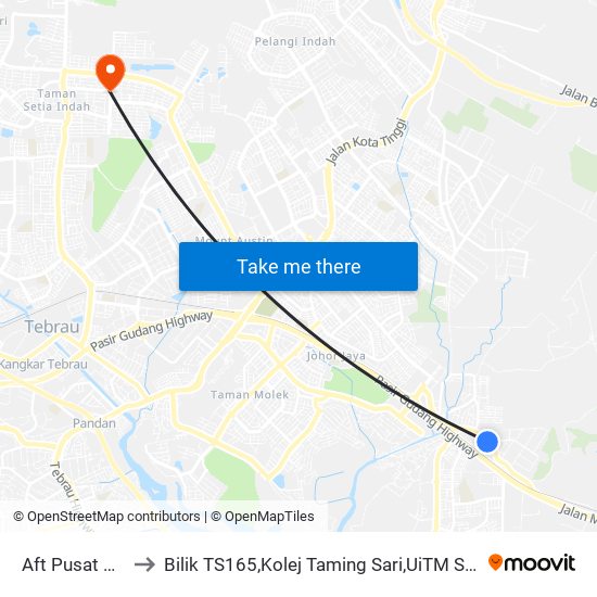 Aft Pusat Majodi to Bilik TS165,Kolej Taming Sari,UiTM Segamat, Johor map