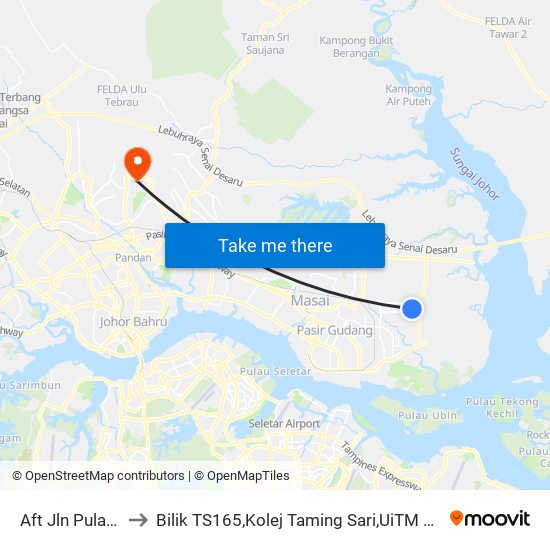 Aft Jln Pulasan 22 to Bilik TS165,Kolej Taming Sari,UiTM Segamat, Johor map