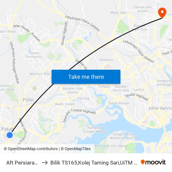 Aft Persiaran Mega to Bilik TS165,Kolej Taming Sari,UiTM Segamat, Johor map