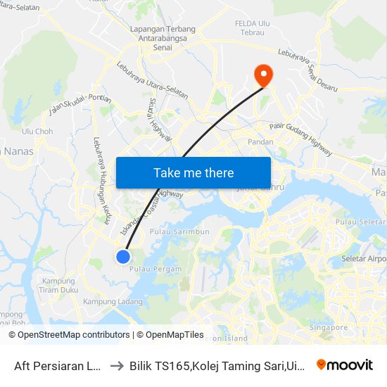 Aft Persiaran Layar Perak to Bilik TS165,Kolej Taming Sari,UiTM Segamat, Johor map