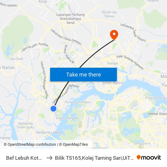 Bef Lebuh Kota Iskandar to Bilik TS165,Kolej Taming Sari,UiTM Segamat, Johor map
