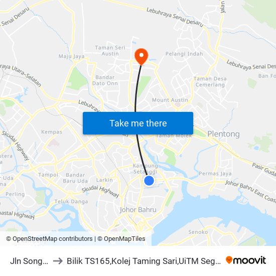 Jln Songkit 4 to Bilik TS165,Kolej Taming Sari,UiTM Segamat, Johor map