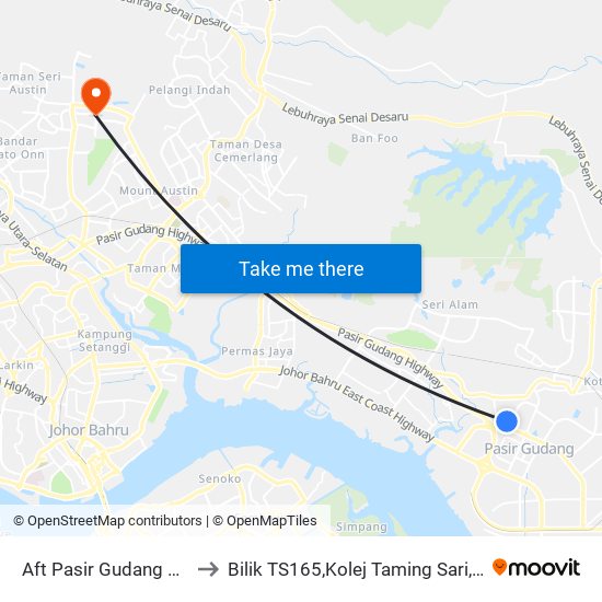 Aft Kpj Pasir Gudang to Bilik TS165,Kolej Taming Sari,UiTM Segamat, Johor map
