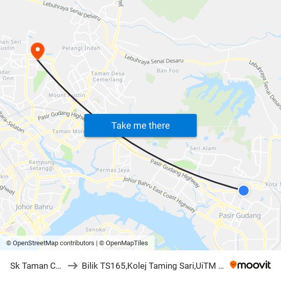 Aft Jln Cendana to Bilik TS165,Kolej Taming Sari,UiTM Segamat, Johor map