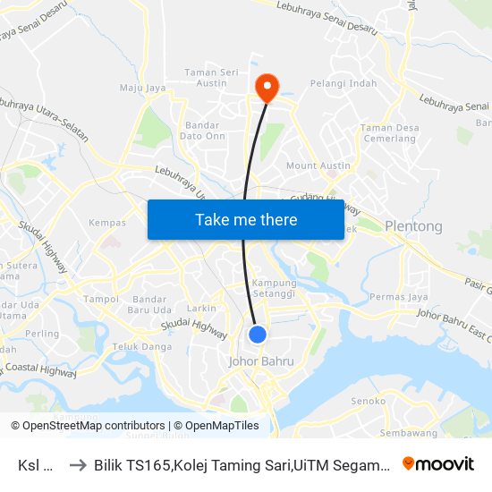 Ksl City to Bilik TS165,Kolej Taming Sari,UiTM Segamat, Johor map