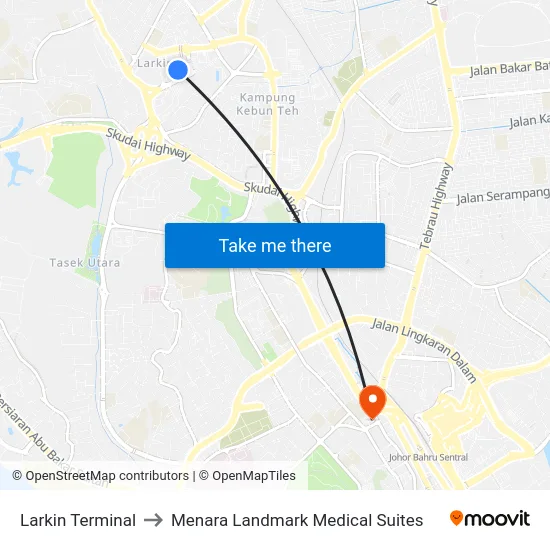 Larkin Terminal to Menara Landmark Medical Suites map