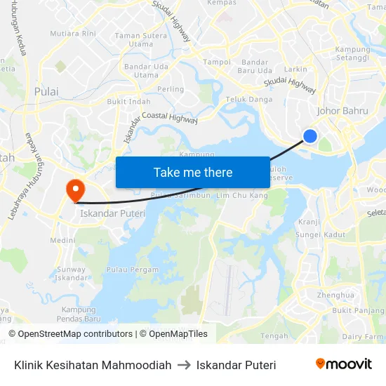 Klinik Kesihatan Mahmoodiah to Iskandar Puteri map