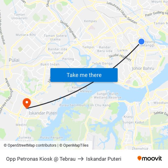 Opp Petronas Kiosk @ Tebrau to Iskandar Puteri map