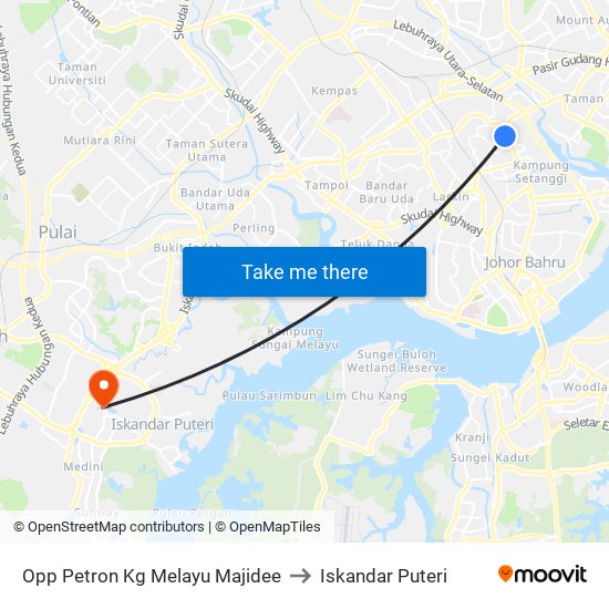 Opp Petron Kg Melayu Majidee to Iskandar Puteri map