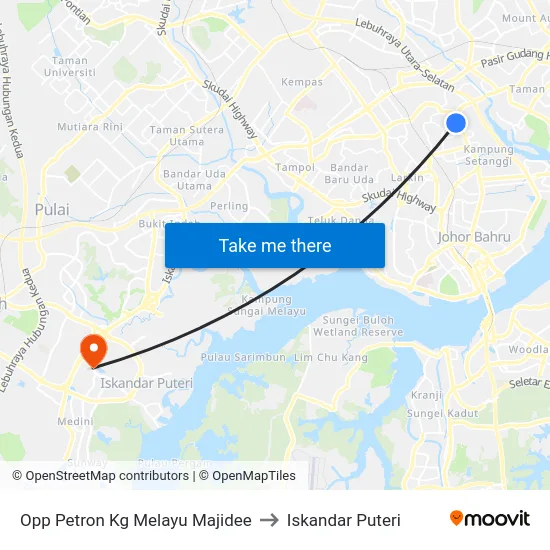 Opp Petron Kg Melayu Majidee to Iskandar Puteri map