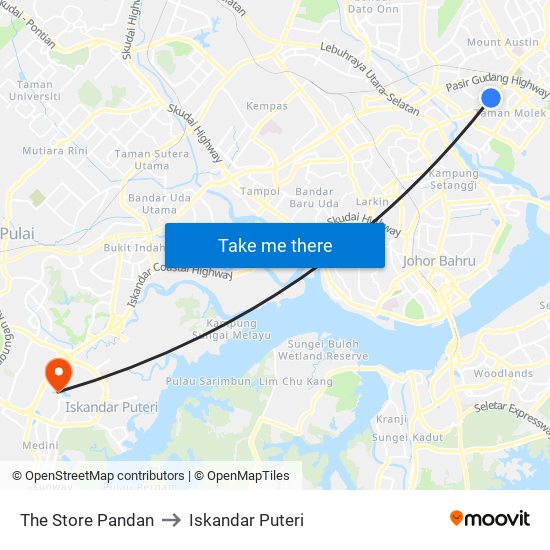The Store Pandan to Iskandar Puteri map
