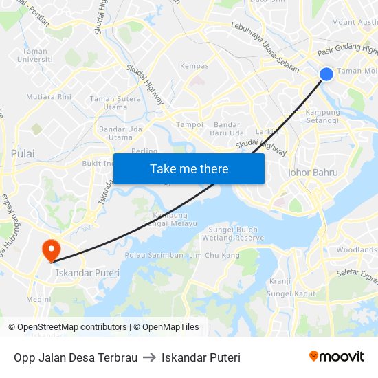 Opp Petron Pandan to Iskandar Puteri map