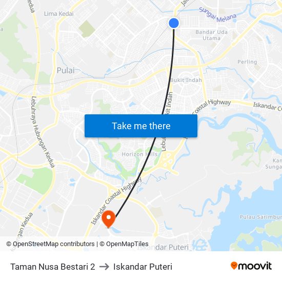 Taman Nusa Bestari 2 to Iskandar Puteri map