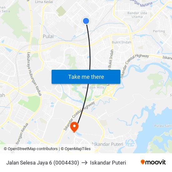 Jalan Selesa Jaya 6 (0004430) to Iskandar Puteri map