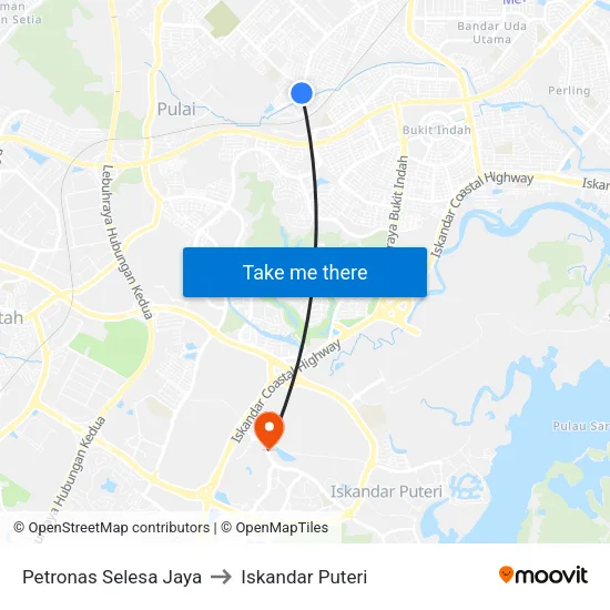 Petronas Selesa Jaya to Iskandar Puteri map