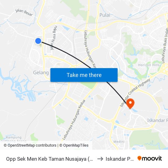 Opp Sek Men Keb Taman Nusajaya (0002894) to Iskandar Puteri map