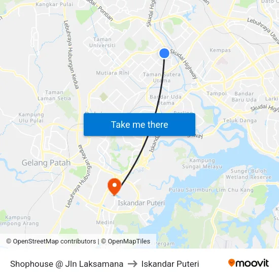 Shophouse @ Jln Laksamana to Iskandar Puteri map