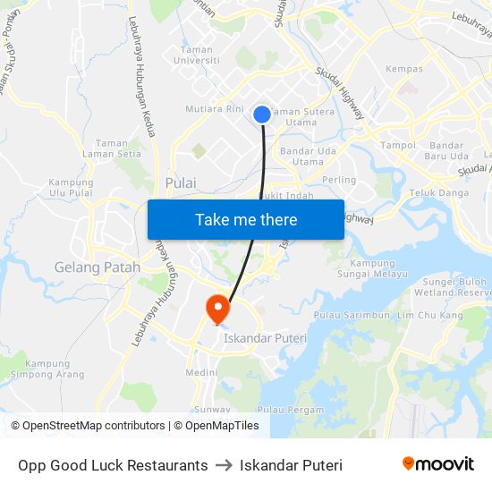 Opp Good Luck Restaurants to Iskandar Puteri map