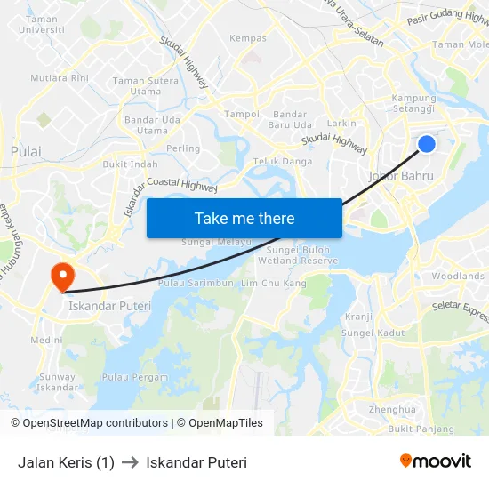 Jalan Keris (1) to Iskandar Puteri map