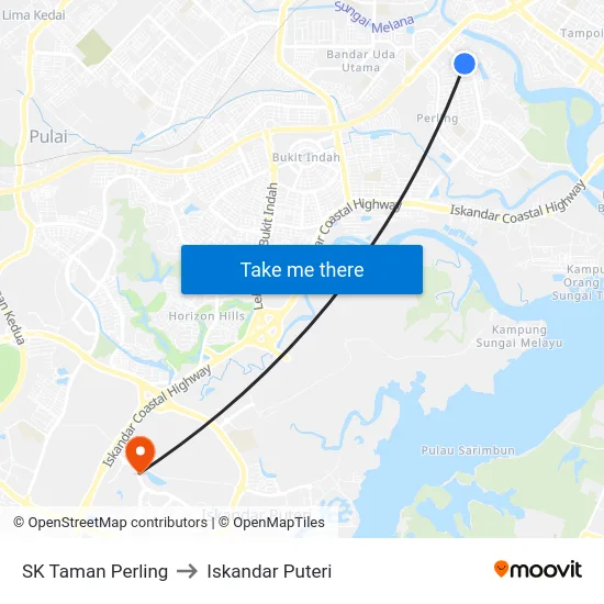SK Taman Perling to Iskandar Puteri map