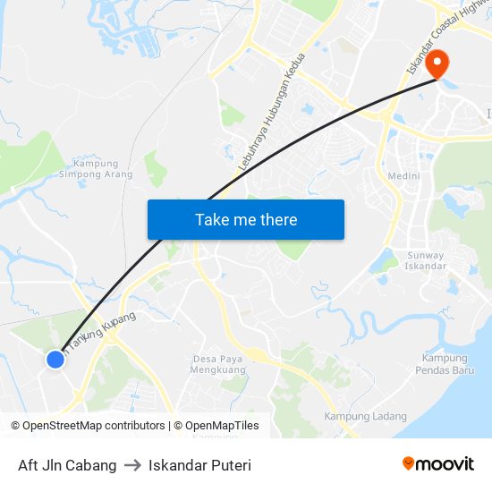 Aft Jln Cabang to Iskandar Puteri map