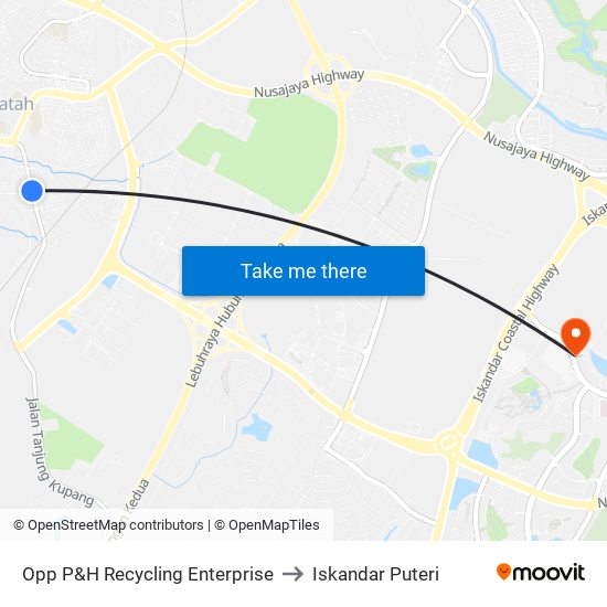 Opp P&H Recycling Enterprise to Iskandar Puteri map
