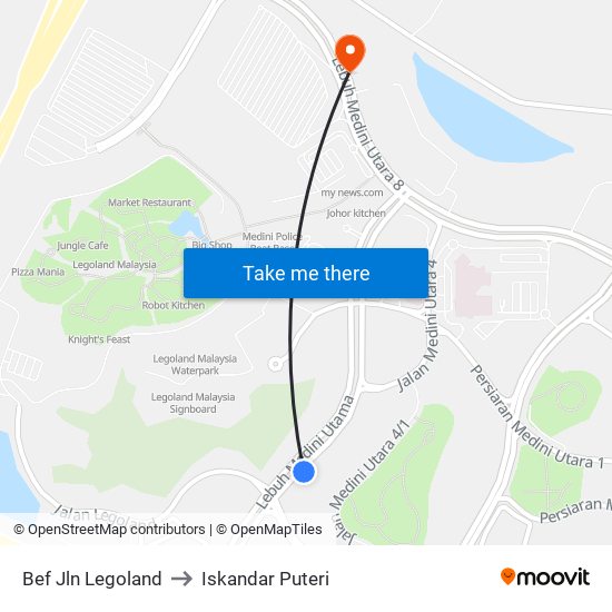 Bef Jln Legoland to Iskandar Puteri map