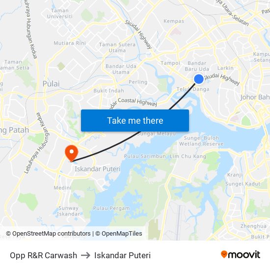 Opp R&R Carwash to Iskandar Puteri map