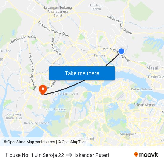 House No. 1 Jln Seroja 22 to Iskandar Puteri map
