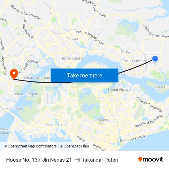 House No. 137 Jln Nenas 21 to Iskandar Puteri map