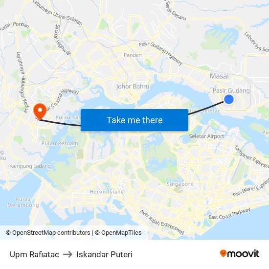 Upm Rafiatac to Iskandar Puteri map