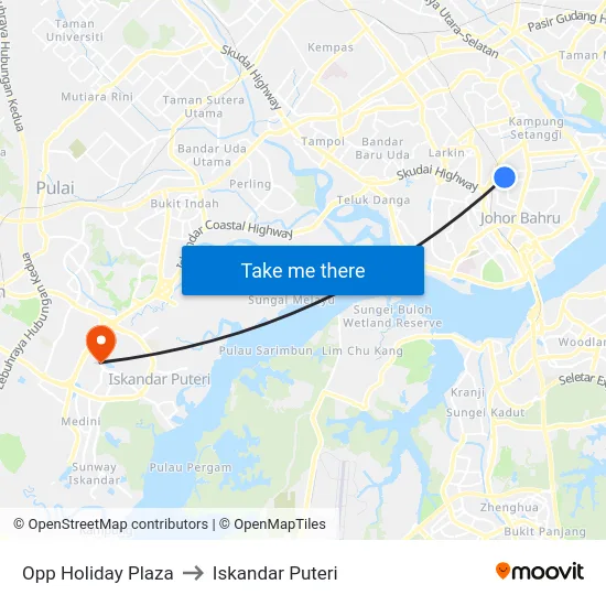 Opp Holiday Plaza to Iskandar Puteri map