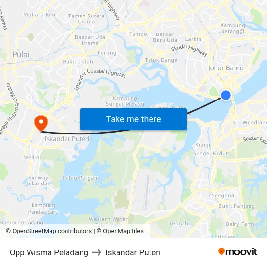 Opp Wisma Peladang to Iskandar Puteri map