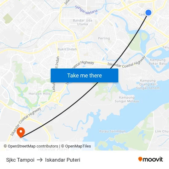 Sjkc Tampoi to Iskandar Puteri map