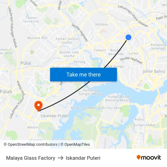 Malaya Glass Factory to Iskandar Puteri map