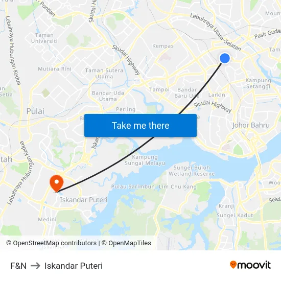 F&N to Iskandar Puteri map